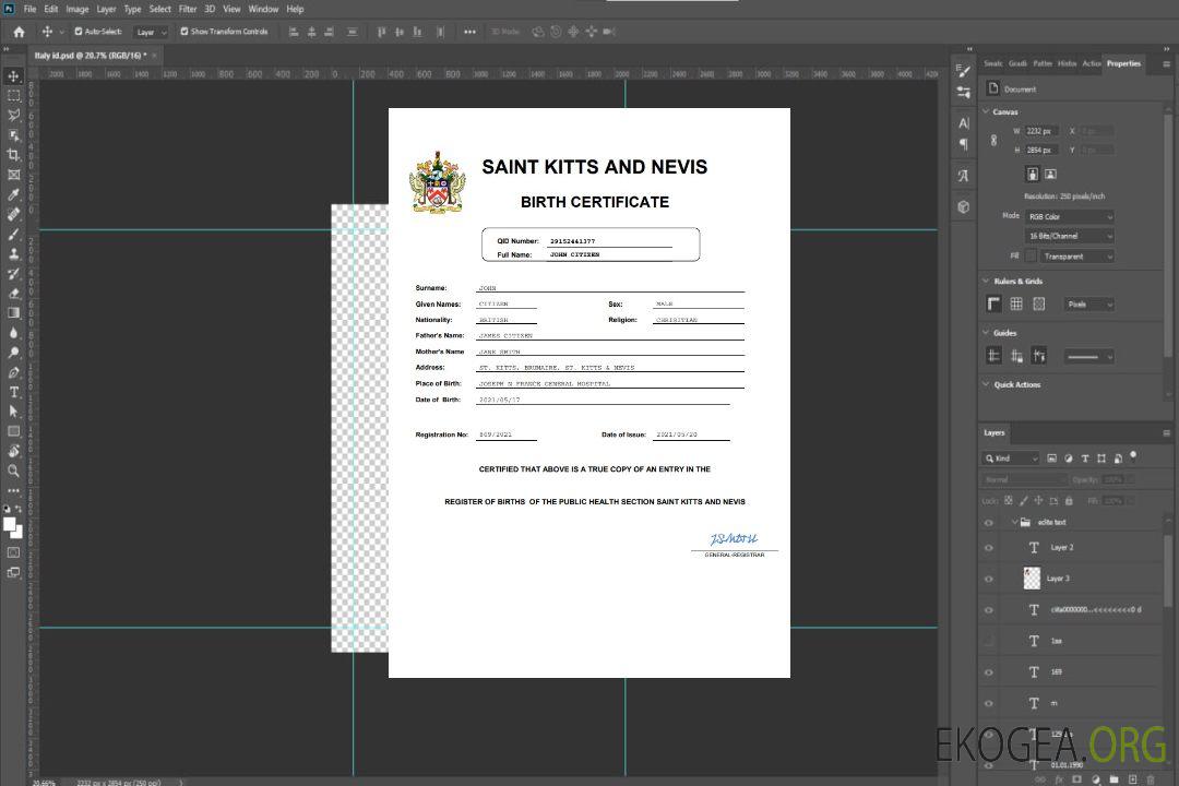 Acte d'état civil de Saint-Kitts-et-Nevis, modèle Word et PDF template Acte d'état civil de Saint-Kitts-et-Nevis, modèle Word et PDF template